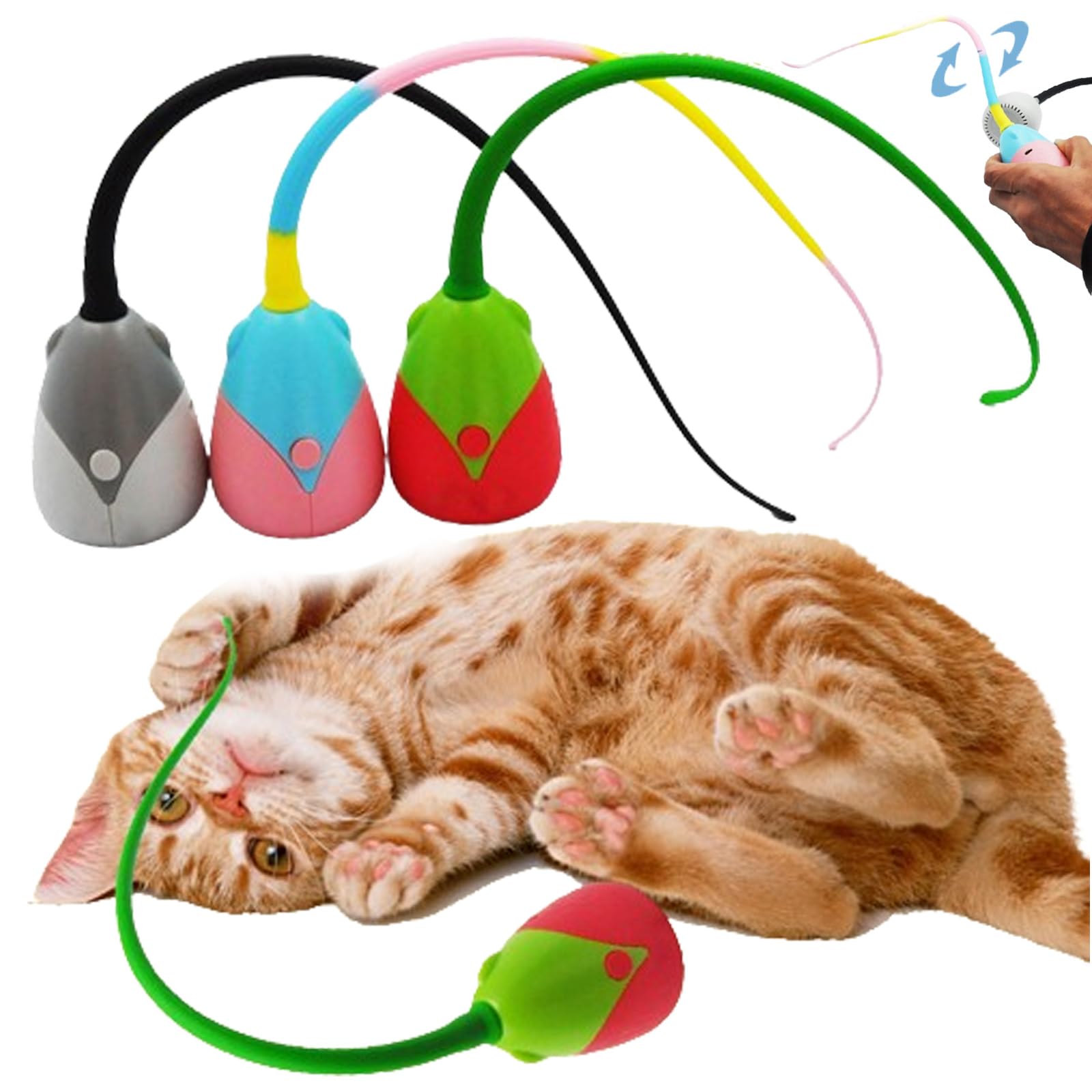 Amazon | 猫 玩具 自動 鼠の尻尾 猫じゃらし 電動 ねずみ 猫動く