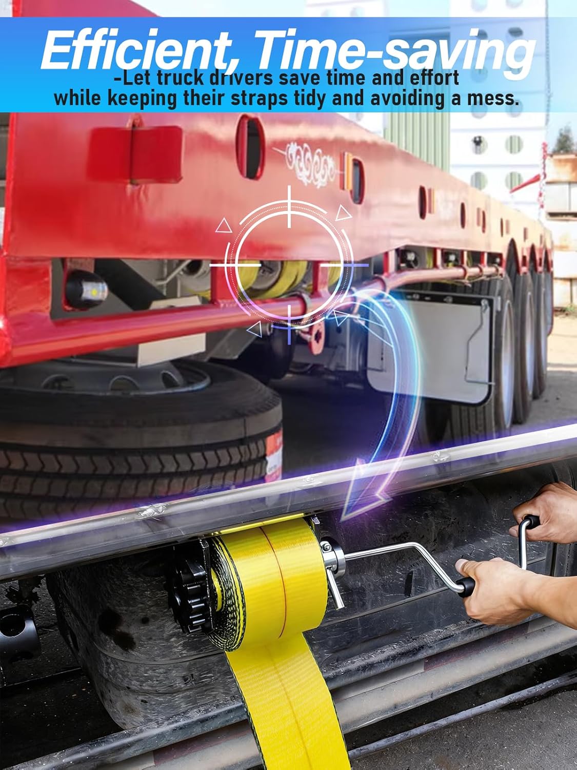 Heavy Duty Winch Strap Winder for Flatbed Trailer, Solid Steel Winding Straps Roll-up Hand Roller, Tie-Downs Winch Straps for Truck Trailer -4pcs