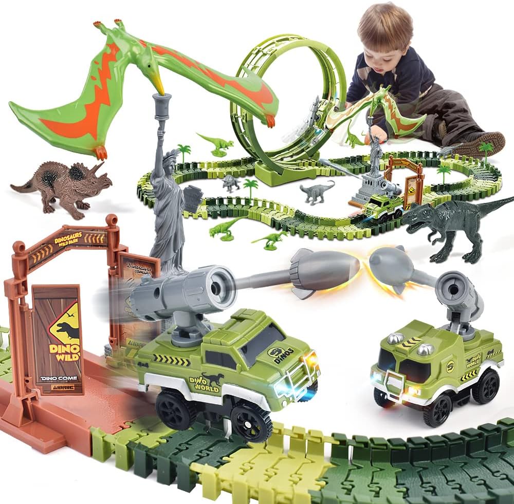 WAIIW Upgraded Dinosaur Toys Race Track, Dinosaur Train