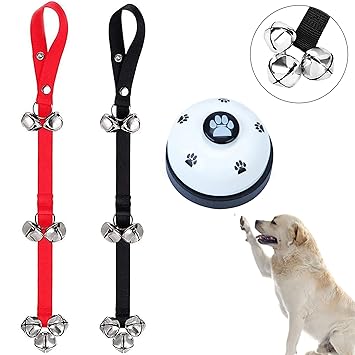 WOHENI Dog Doorbells for Potty Training, Adjustable Potty Dog Bells Pet Bells for Door Knob, Puppy Training, Housebreaking, Go Outside-Potty - 7 Extra Large Loud 1.4 DoorBells (Black+Red)