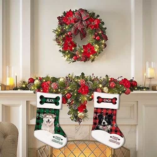 Miniatura 19 de Pet Dog Christmas Stocking Maltese Poodle Dog Joy to The World Snowflake Snowman Decoration Hanging Stocking Candy Gift Xmas Holiday Home Decor 14.4