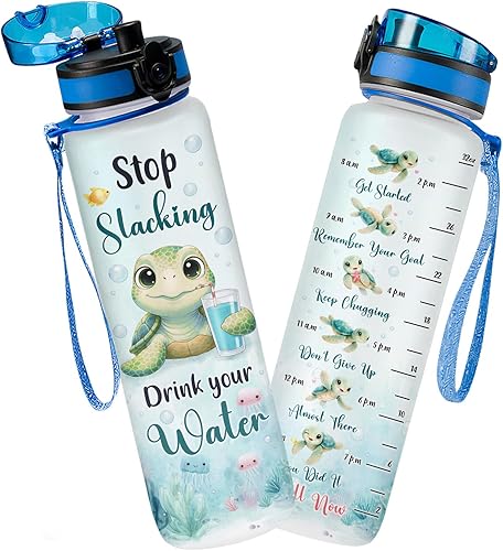 Miniatura 8 de Botella de seguimiento de agua de 32 oz, botella de agua para recordar beber, botella con marcador de tiempo, botella de agua motivacional aislada