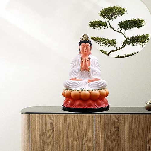 Miniatura 2 de CHUNCIN - Quan Yin Buddha Sitting on A Lotus Statue Guanyin, Kwan Yin, Kuanyin, Goddess of Mercy Handicraft Figurine Chinese Feng Shui Decor