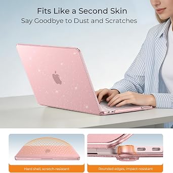 EooCoo for MacBook Neo Case 13 inch 2026, 100% Match Color, Sparkly Blush