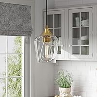 Vista 3 de VONLUCE Pendant Lights Kitchen Island, Brushed Gold Pendant Light Fixtures with E26 Base & Adjustable Cable, Modern Pendant Lighting with Glass