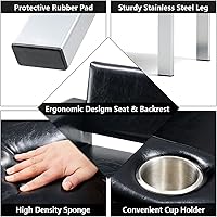 Vista 7 de Asiento de banco para sala de espera, sillas de oficina de recepción de salón, sillas de vestíbulo de invitados resistentes con 2 portavasos