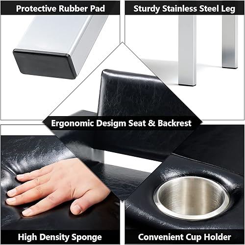 Miniatura 7 de Asiento de banco para sala de espera, sillas de oficina de recepción de salón, sillas de vestíbulo de invitados resistentes con 2 portavasos para