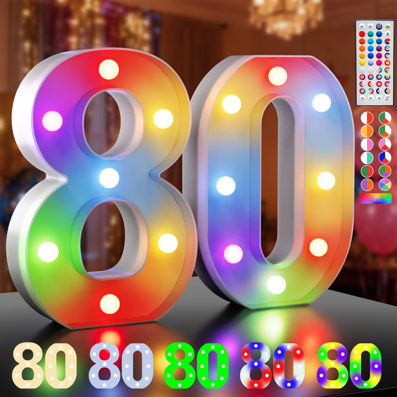 Ledido LED Light Up Marquee Numbers Sign - Cool & Warm Light up Numbers for 40th Birthday Decorations, LED Number Lights for Wedding Anniversary Grad Home Bedroom Table Wall Party Decor, Number 40 — view 124