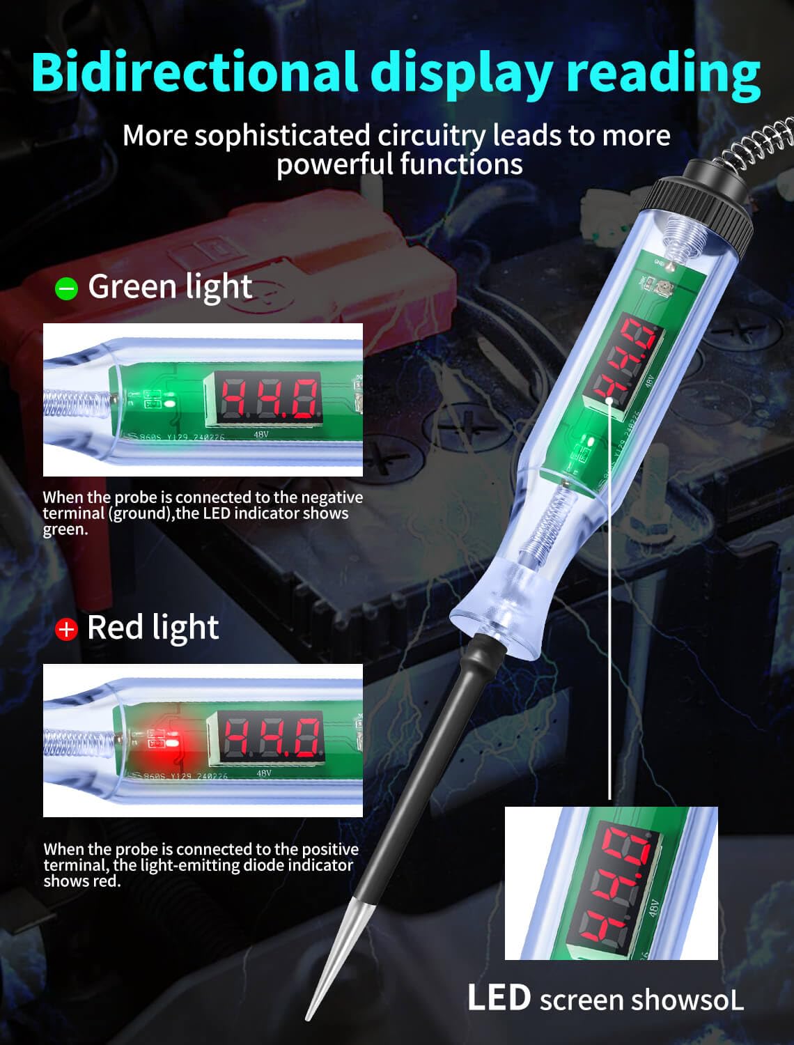 Amazon | Test Light Automotive,Circuit Tester 6-24V DC Digital LCD