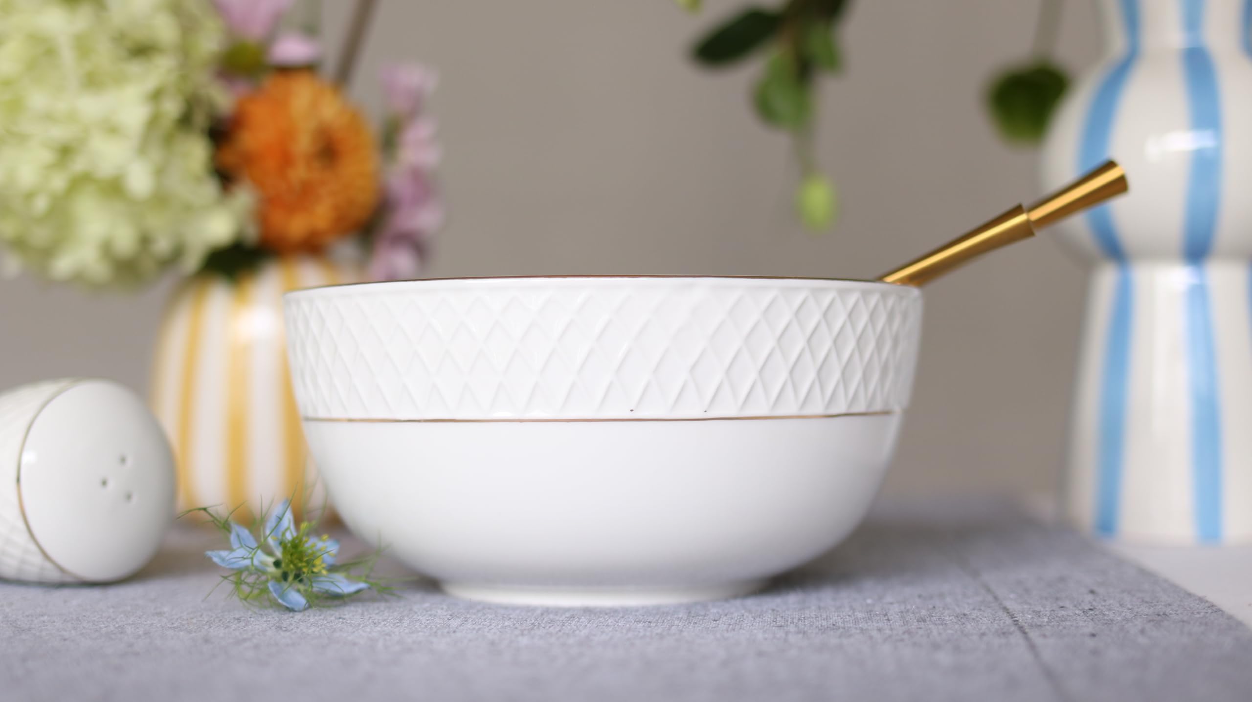 Wilmax - Cuencos para ensalada (6 unidades, diámetro de 18 cm, porcelana, cuenco blanco, 1300 ml, para aperitivos, ensaladas, elegante y resistente a los arañazos, ideal como regalo)