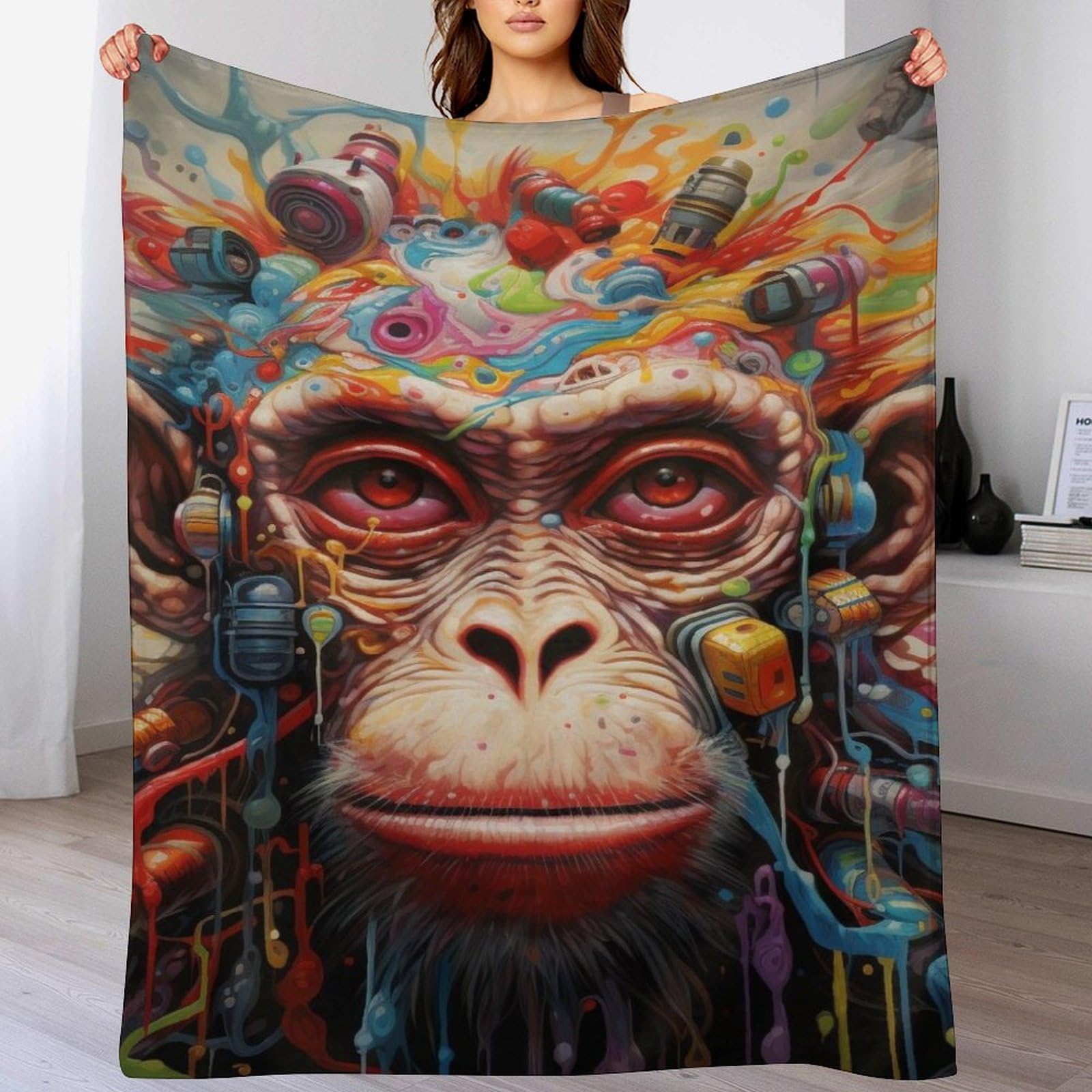 Manta de franela de mono para sofá colcha multiusos salón 140x180cm