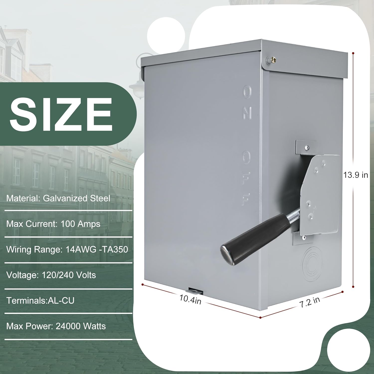 100 Amp General Safety Switch, 3 Pole Non-Fused AC Disconnect Switch Box, NEMA-3R Enclosure, Anti Corrosion and Rust Prevention with Ground Kit for Outdoor&Indoor (100A-3P)