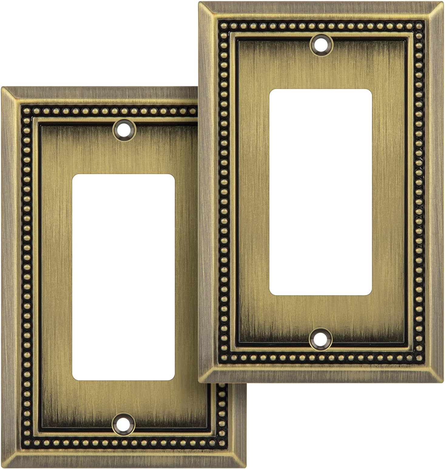Henne Bery Sunken Pearls Heavy Duty Decorative Wall Plate Switch Plate Outlet Cover (Single Decorator, 2 Pack, Antique Brass)