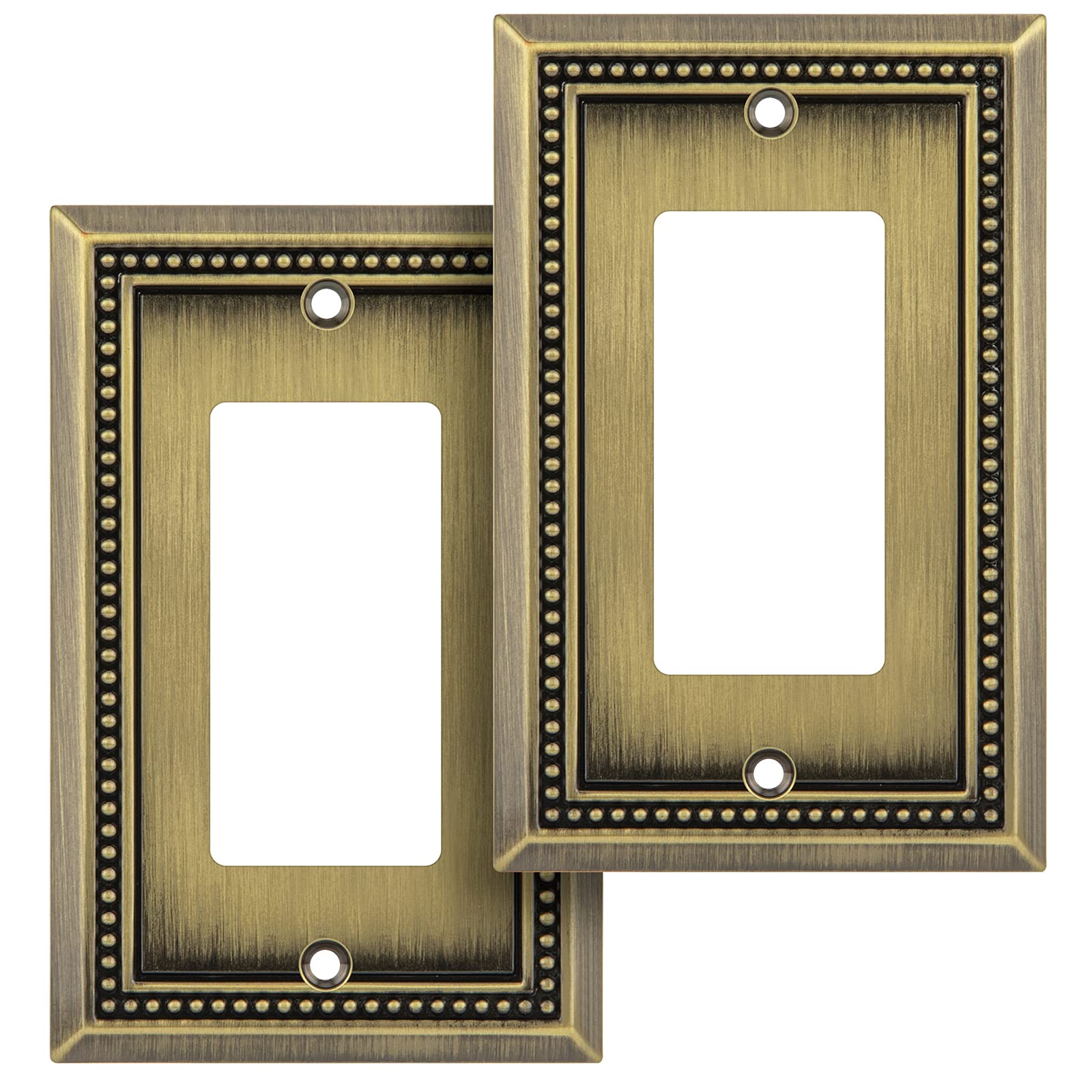 Henne Bery Sunken Pearls Heavy Duty Decorative Wall Plate Switch Plate Outlet Cover (Single Decorator, 2 Pack, Antique Brass)