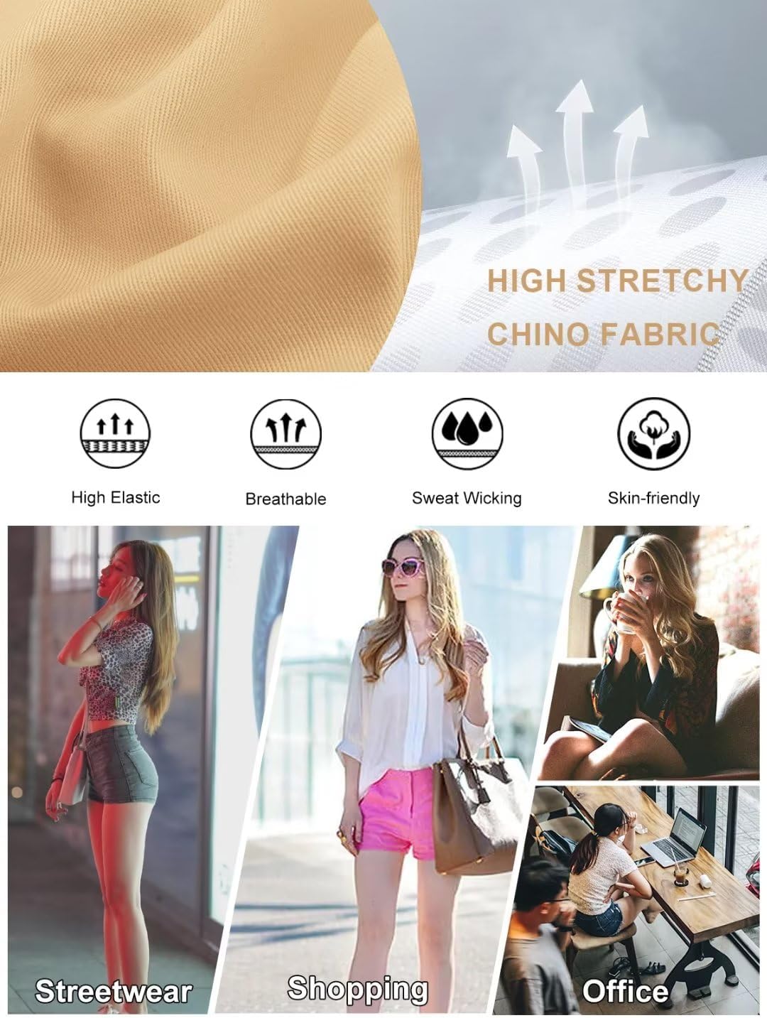 Women's Stretchy Jean Shorts Mid Waisted Twill Shorts Stretch Junior Booty Denim Shorts with Pockets Club Night - Image 5