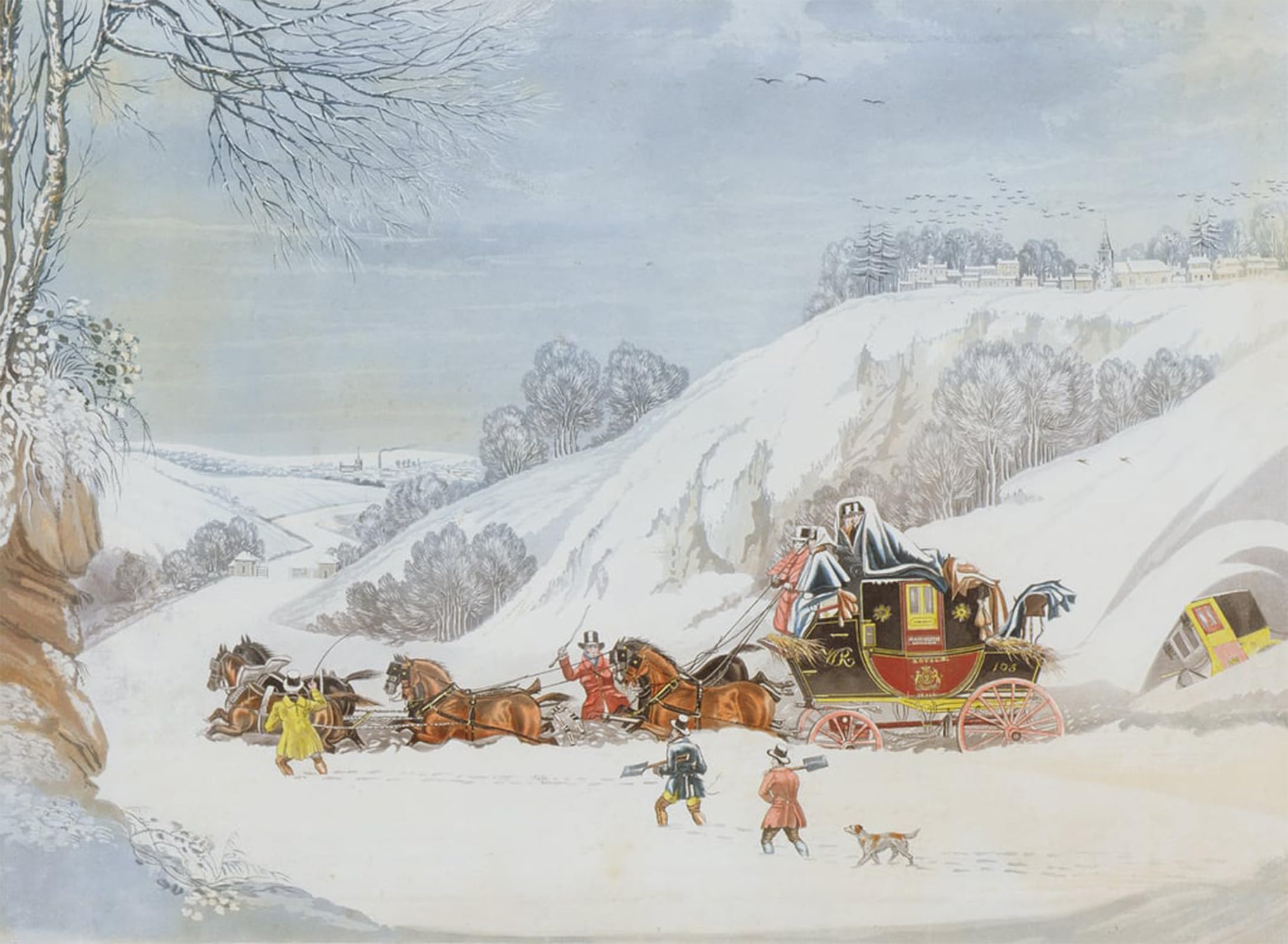 Posteriik No Frame Vintage Classic Picture Landscape Artwork A Mail In Deep Snow By Pollard Portrait Canvas Painting For Office Home Decor 60X90cm