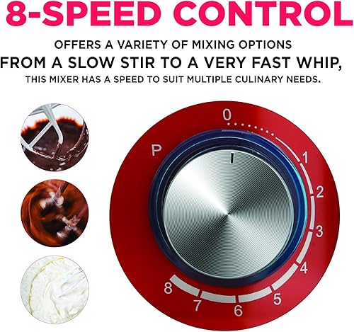 Miniatura 8 de CULINARY CHEF 4.5L Mezclador de pie retro (rojo)