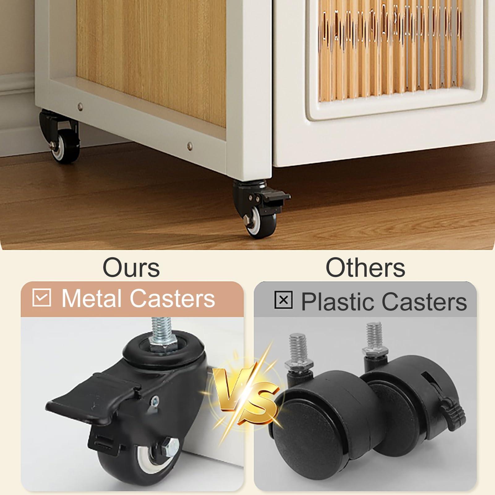 Druckerschrank, Druckertisch mit Schublade, Tisch mit Rollen, Groß Druckerständer, Drucker Tisch für Homeoffice(Natural)