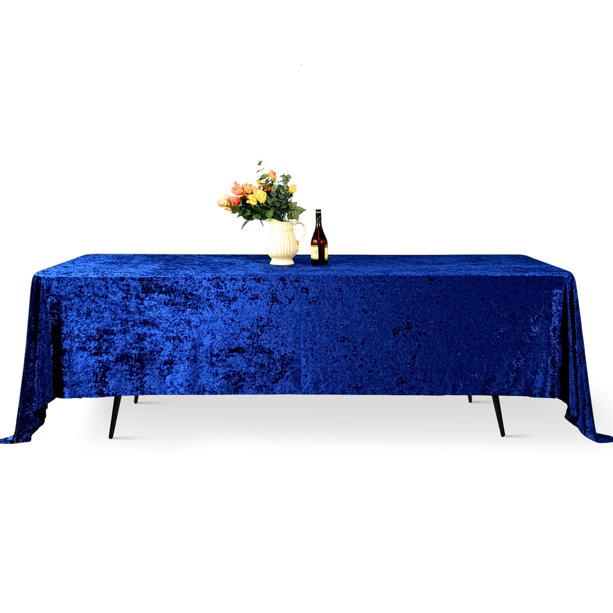 Trimming Shop 70" x 144" Rectangle Navy Blue Velvet Table Cloth, 1pc — image 1