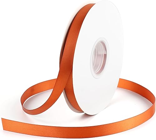 DINDOSAL Cinta de satén de terracota de 12 pulgada para envolver regalos de Navidad, cinta naranja quemada para manualidades, tarjeta de invitación
