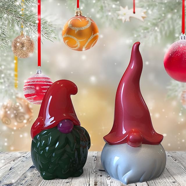 FUFRE Silicone Mould Candle Santa Claus, Candle Moulds Silicone Christmas Gnome DIY Silicone Candle Mould Silicone Mould Christmas Candles Silicone Moulds for Candles Making (2 Pieces)