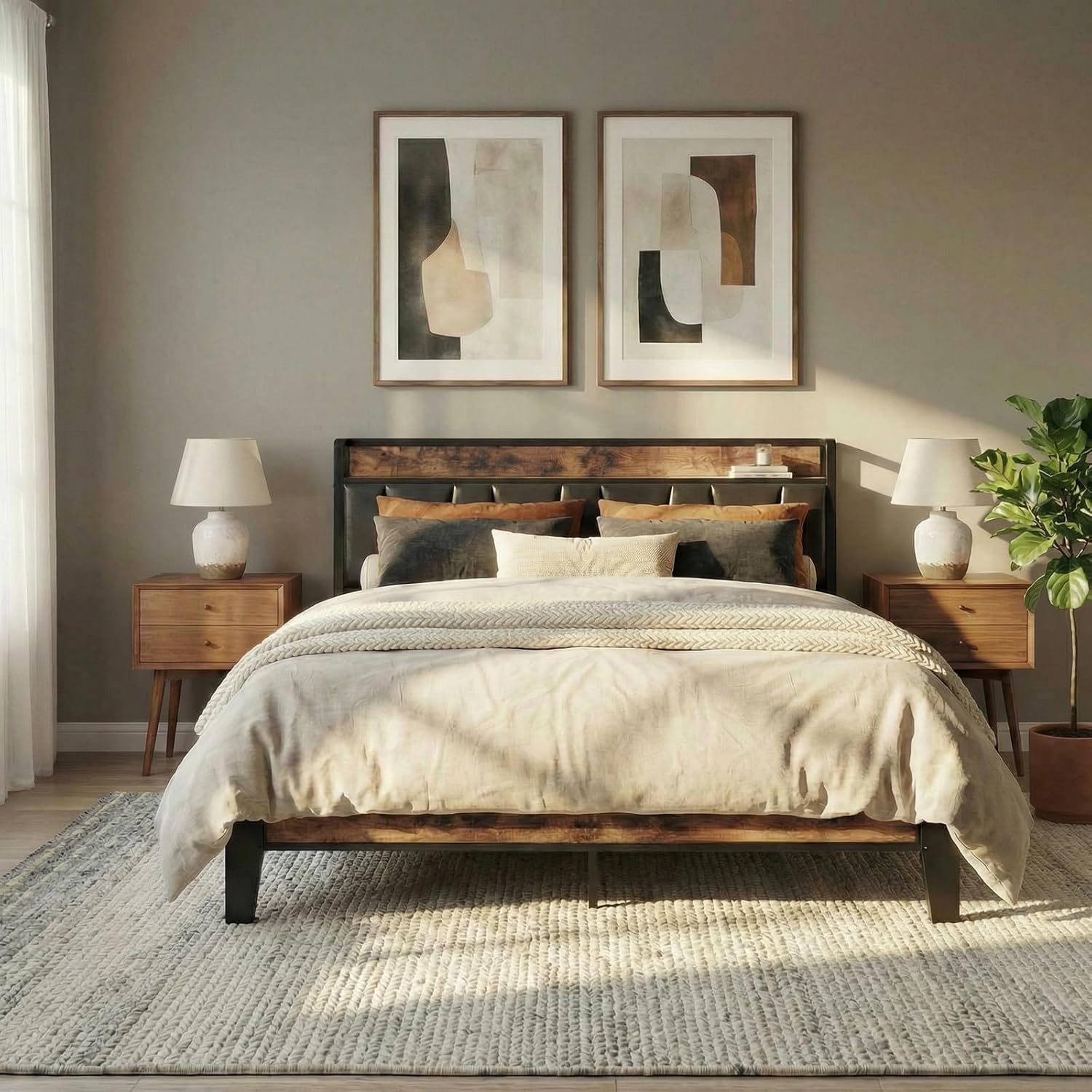 Close-up of the sturdy metal slats and frame for noise-free support