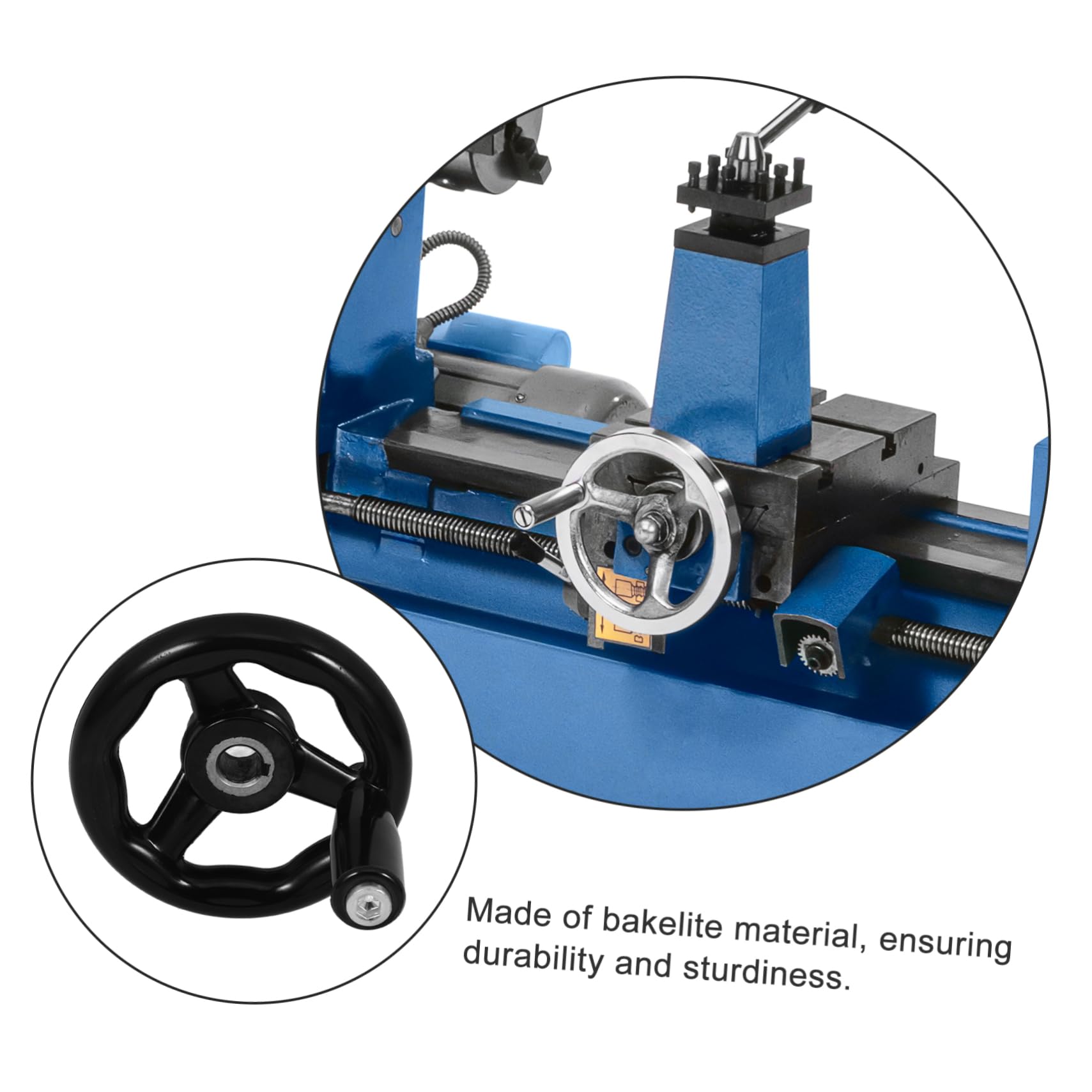 KICHOUSE Machine Tool Rotary Handle Three Spoke Hand Crank Hand Wheel for Craftsman Table Machine Hand Wheel Round Hand Wheel with Handle Handwork Hand Wheel Hand Wheel Crank Black Bakelite
