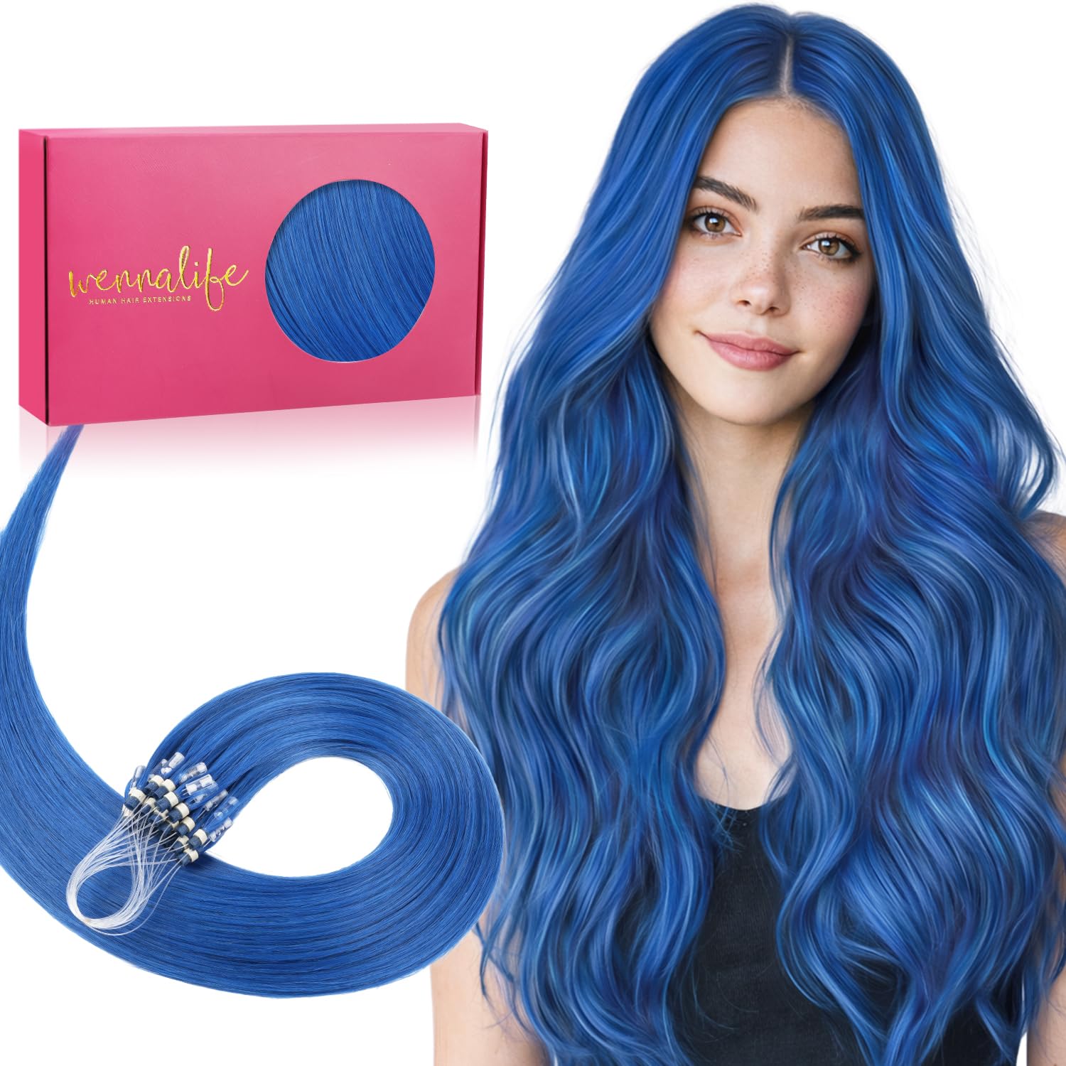 WENNALIFE Nanoring Extensions Echthaar, 50g to 60g 50s to 100s 35cm to 60cm Nano Utip Micro Tressen Ring Weft Extensions Echthaar für Frauen Invisible Nanoringe Haar Extensions