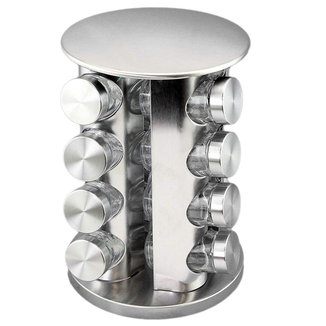 Buy EVER MALL Revolving Stainless Steel Spice Rack Set 16 in 1 Glass ...