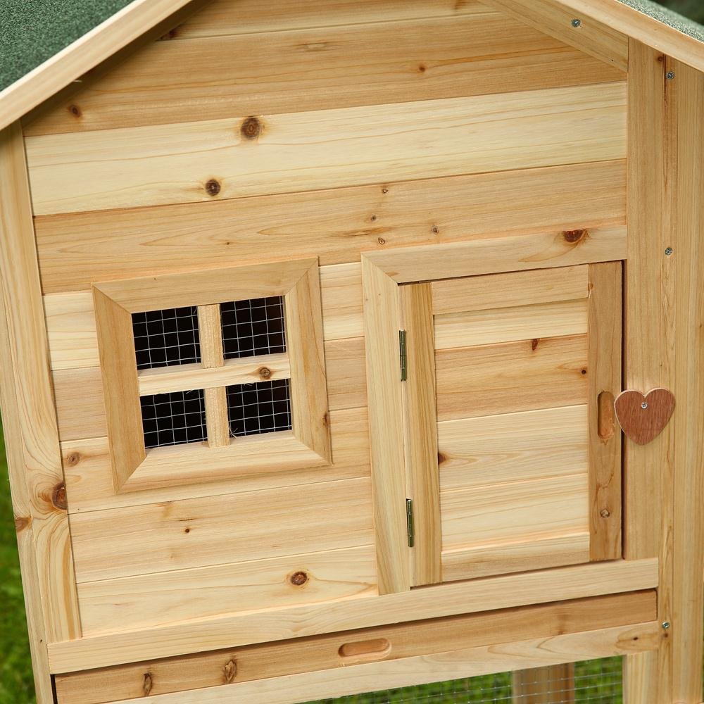 Melko Hasenstall mit Auslauf – geeignet für 2 – 3 Hasen, Meerschweinchen oder andere Kleintiere, aus Holz, wetterfest, für drinnen und draußen, einfache Reinigung