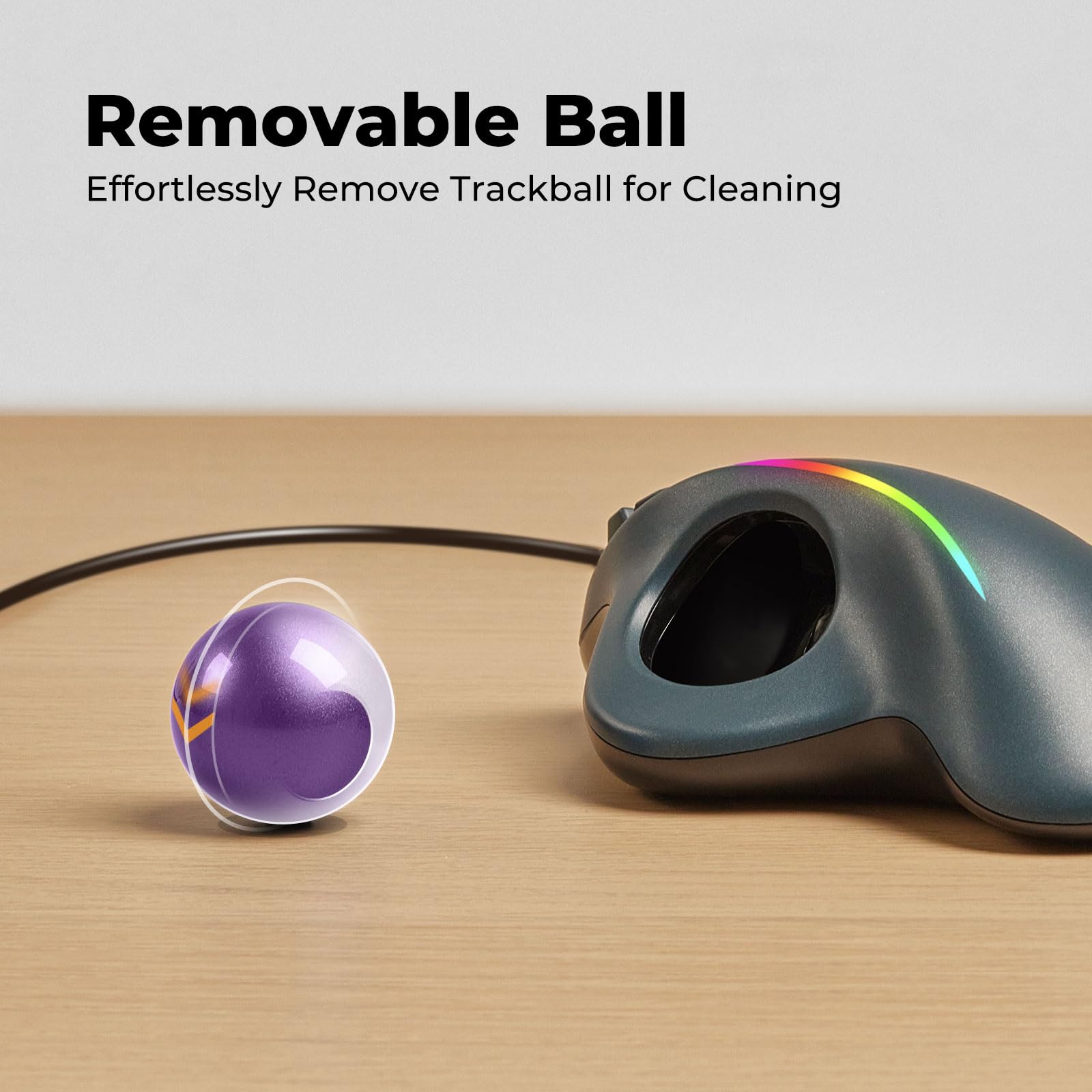 Souris filaire avec éclairage RVB, contrôle ergonomique du pouce pour réduire la fatigue musculaire, 5 DPI réglables, double connectivité USB-C et USB-A, compatible avec PC, ordinateur portable