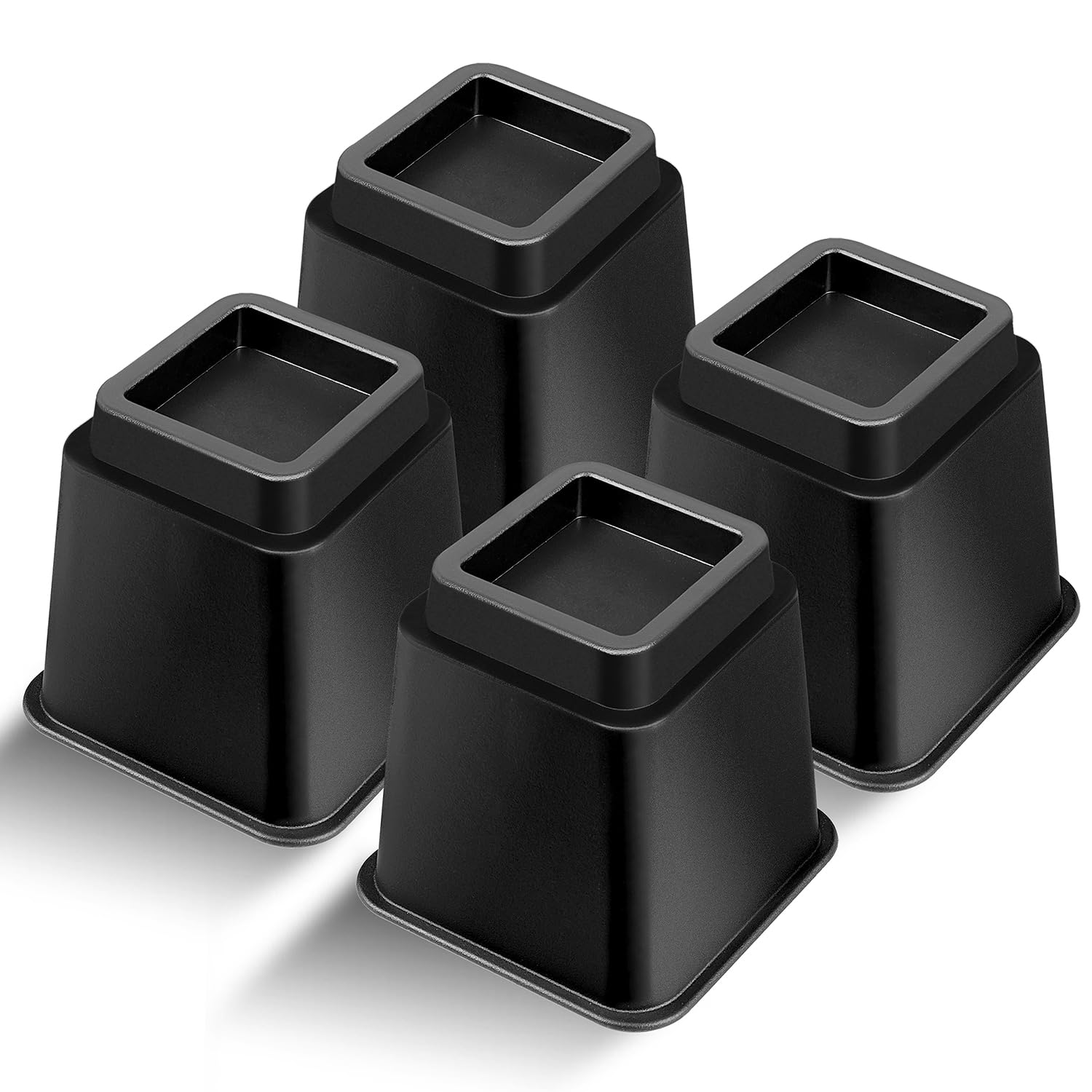 Mixdora Black Bed Risers 5 Inch Heavy Duty Furniture Risers Square Chair Risers For Bed Sofa Table Couch 4 Pack (5 Inch)