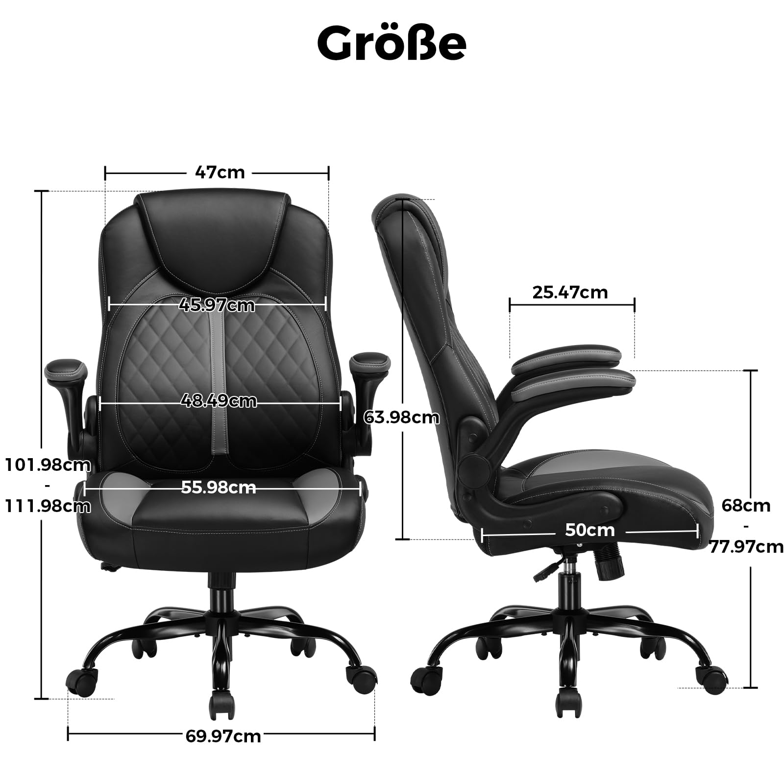 GTPLAYER Gaming Stuhl mit hochklappbarer Armlehne, Video Gaming Stuhl mit Schaukelfunktion, Ergonomischer Computer mit hochdichtem Schwamm und Höhenverstellbar (grau)