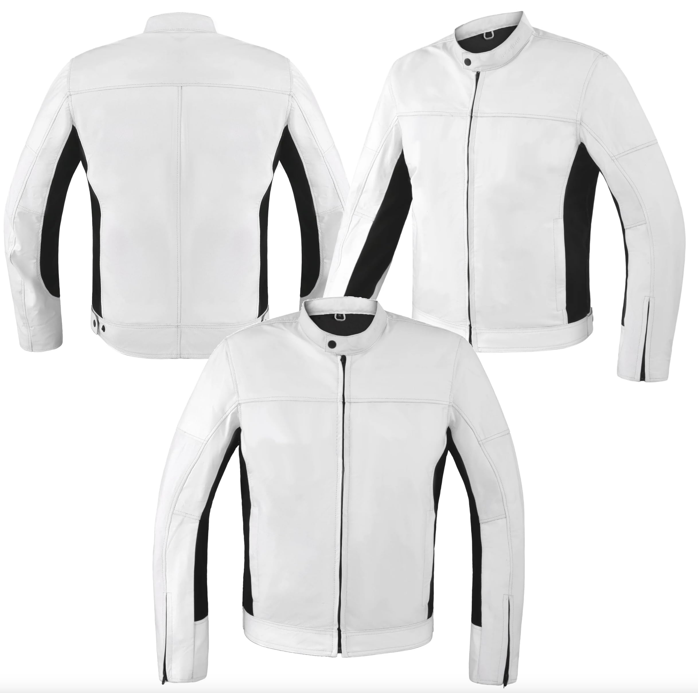 Guerrero Giacca da Moto in Pelle bianca modello Streetfighter, con Protezioni Omologate CE tg.L