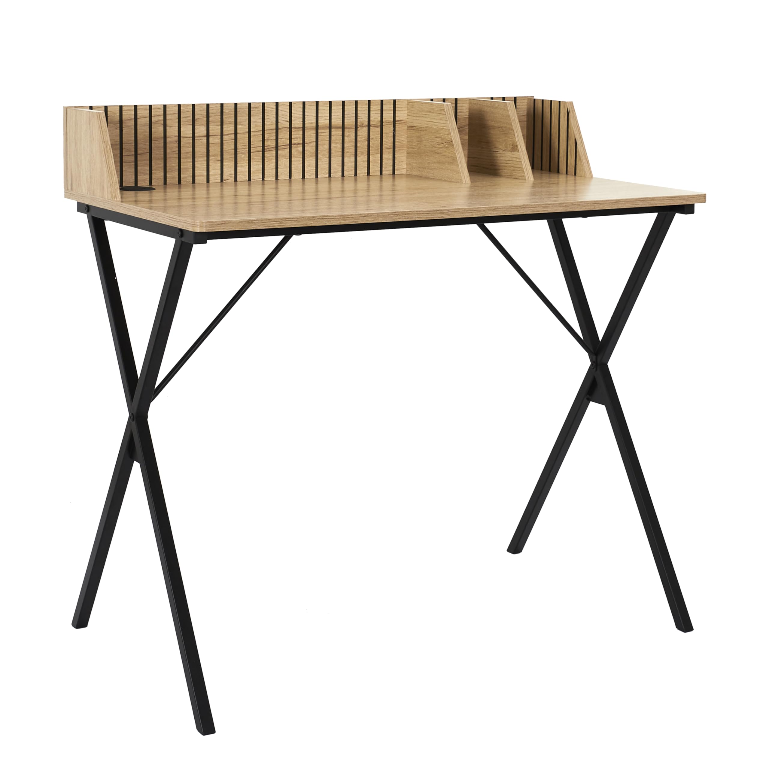HOME DECO FACTORY, HD0380, Modelo Klaus M1, Colección Natural Crush, Muebles contemporáneos, Mesa, Oficina Escolar, 90 x 84,​5 x 50 cm, Marrón Negro, 90x84,​5x50 cm