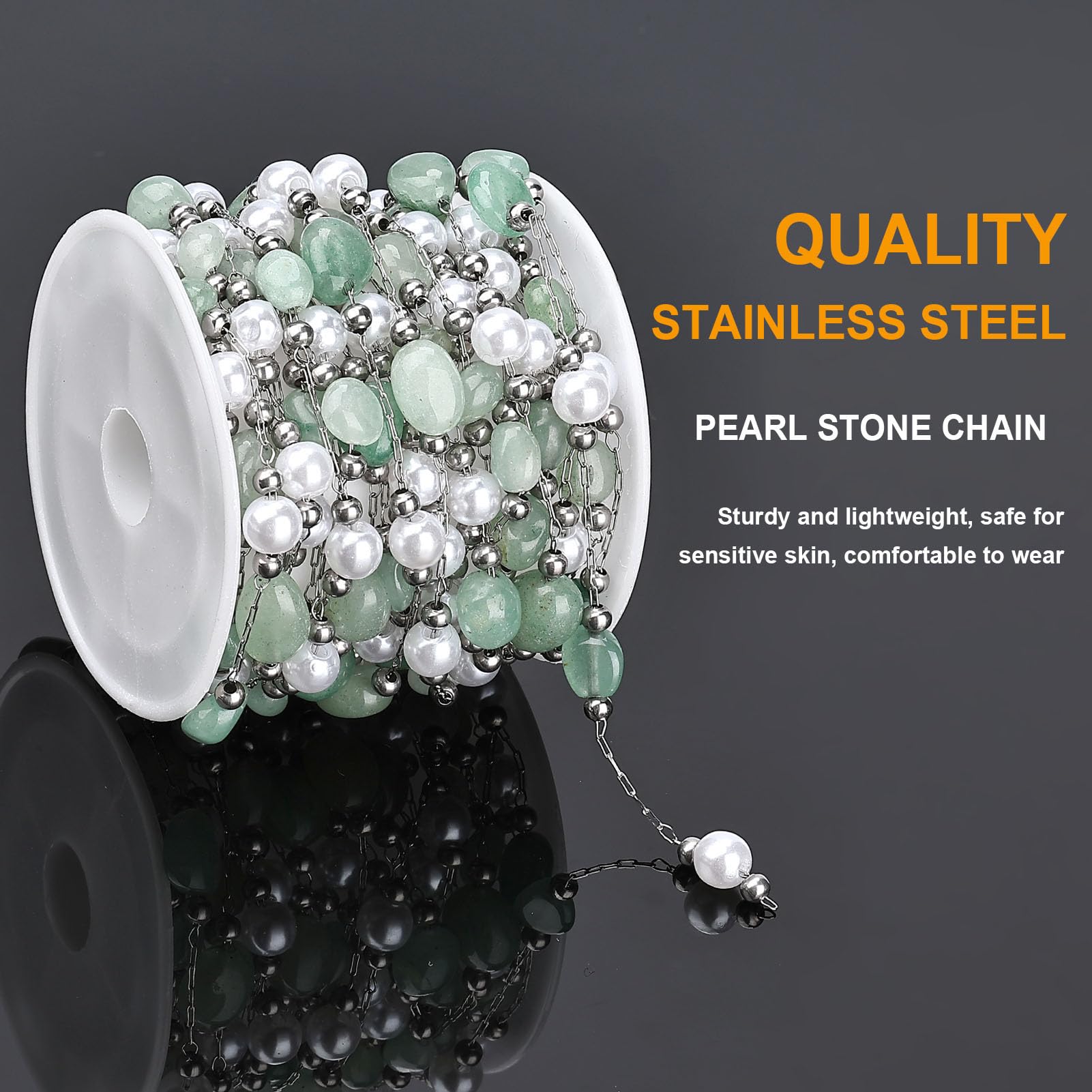 KYUNHOO 13 piedi catene in acciaio inossidabile Bulk Pearl Beaded Chain Jewelry