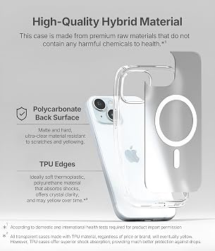 Minesk iPhone 15 için MagSafe ile Uyumlu SuperMatt Serisi Arkası Parmak izi Tutmayan Sert Mat Polikarbonat Kenarları Tpu Silikon Metal Tuşlu Premium Şeffaf Kılıf Kapak (Manyetik, 15)
