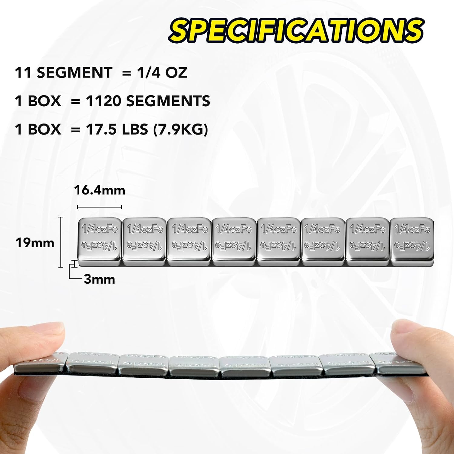 Adhesive Stick on Wheel Weights, 1/4oz, 1120pcs, 17.5lb, Silver, Galvanized Tire Weights for Cars, Trucks, SUVs, Motorcycles, Low Profile