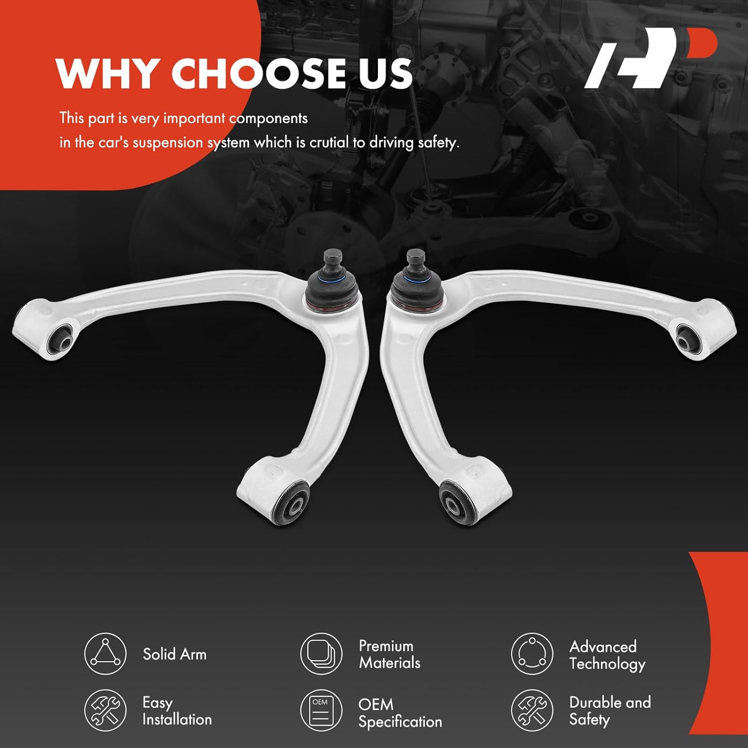 A-Premium 2 x Front Upper Control Arm, with Ball Joint & Bushing, Compatible with Infiniti Q50 Q60 14-21, QX50 14-17, G37 08-13, EX35 08-12, EX37 13-13, Nissan 370Z 09-20