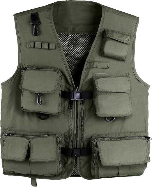Night Cat Men's Fishing Vest Outdoors with 15 Pockets Lightweight Waistcoat Breathable Quick Dry Gilet for Camping Fishing Photography