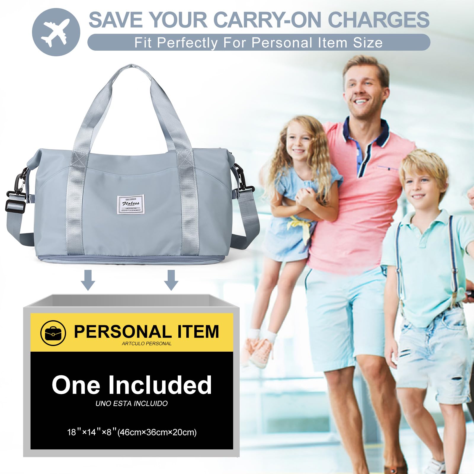 40x20x25 Ryanair Borsa da Viaggio Bagaglio a Mano Borsone da Viaggio Espandibile Borsa Palestra Borsone Palestra Valigia Borsa da Weekend Borsone Valigia Borsa a Mano,A20-Grigio Blu