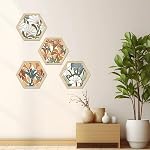 IARTTOP 4PCS Boho Flower Wood Wall Art,Abstract Flower Market Wooden Wall Hanging Decor,8”x10”Colorful Matisse Wall Art Framed,Minimalist Floral Botanical Art Print for Girls Bedroom Living Room Office