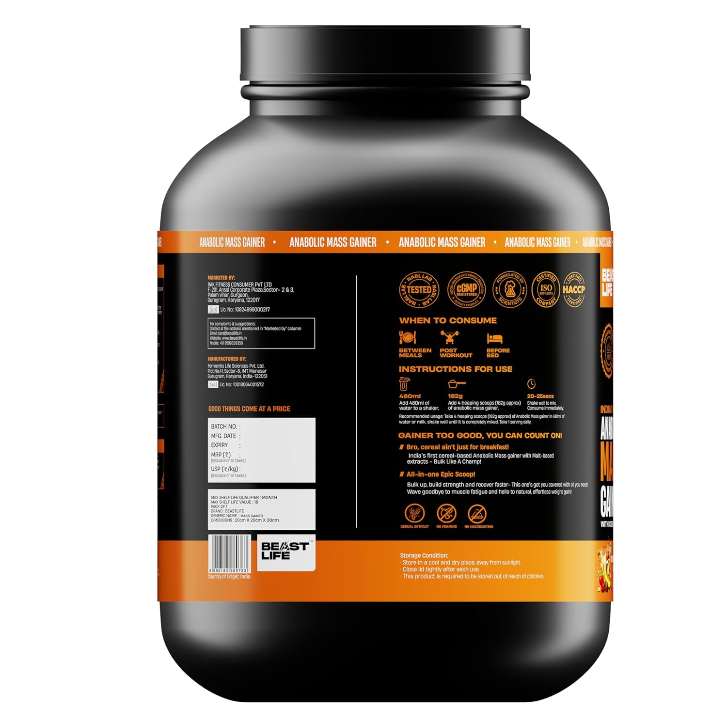 Buy Now Beast Life High Protein Mass/Weight Gainer | 2.5 Kg | Strawb...