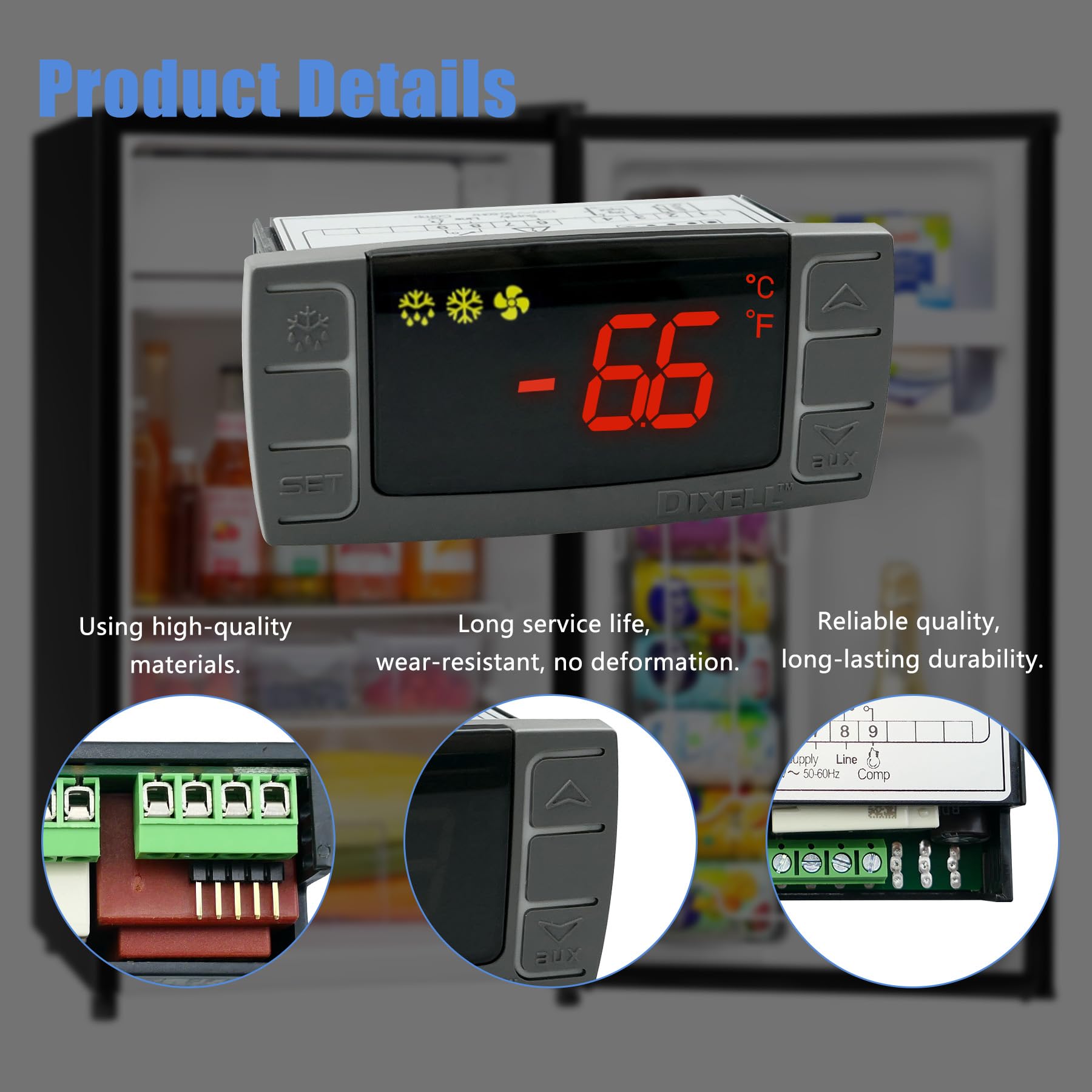 XR02CX-4N1F1 Dixell Regolatore di temperatura per frigorifero Termostato Digitale per Frigoriferi Congelatori Riscaldamento Apparecchi 120V/50-60Hz con 1 sonda NTC