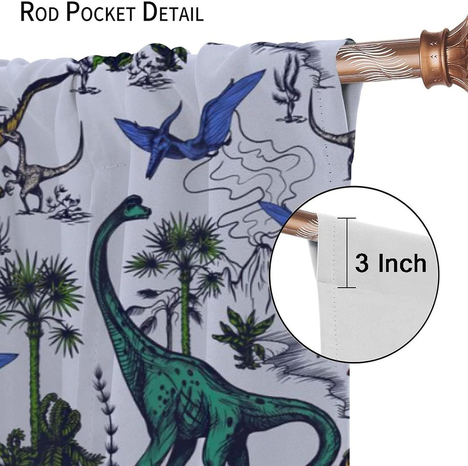 Rustic Dinosaurs Blackout Curtains for Living Room,Colorful Kids Boys Cartoon Animal Dino Jungle Window Drapes - Thermal Insulated and Noise Reduction,2 Panels 54L x 21W