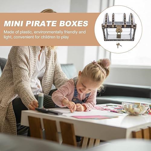 Miniatura 2 de Zerodeko Caja del tesoro pirata con cerradura transparente pirata joyería pecho piedras preciosas caja de almacenamiento de diamantes de imitación