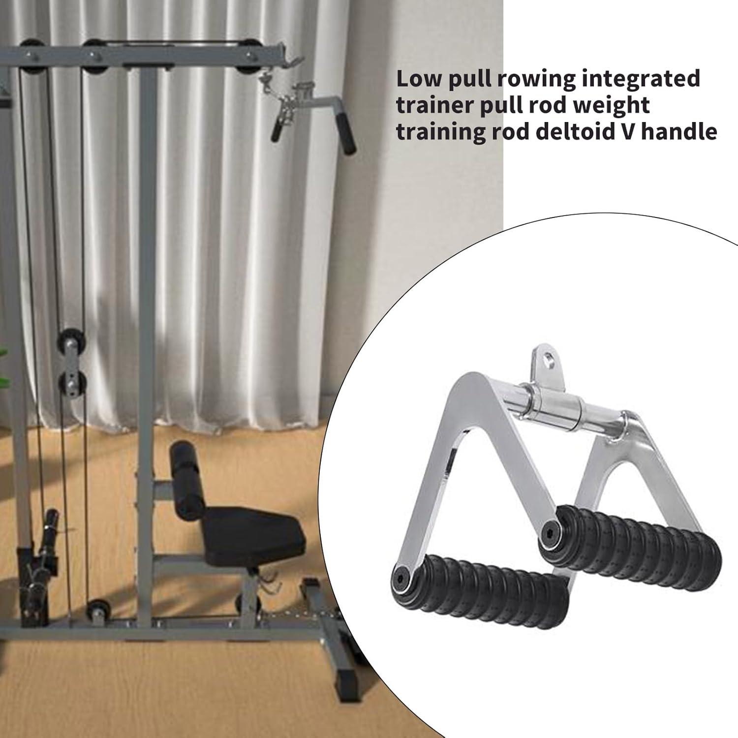 Multifunction Fitness Rowing Machine Attachment V Handle Rod for Low Pulley Systems V Grip Rod for Weight Workout Rowing Machine