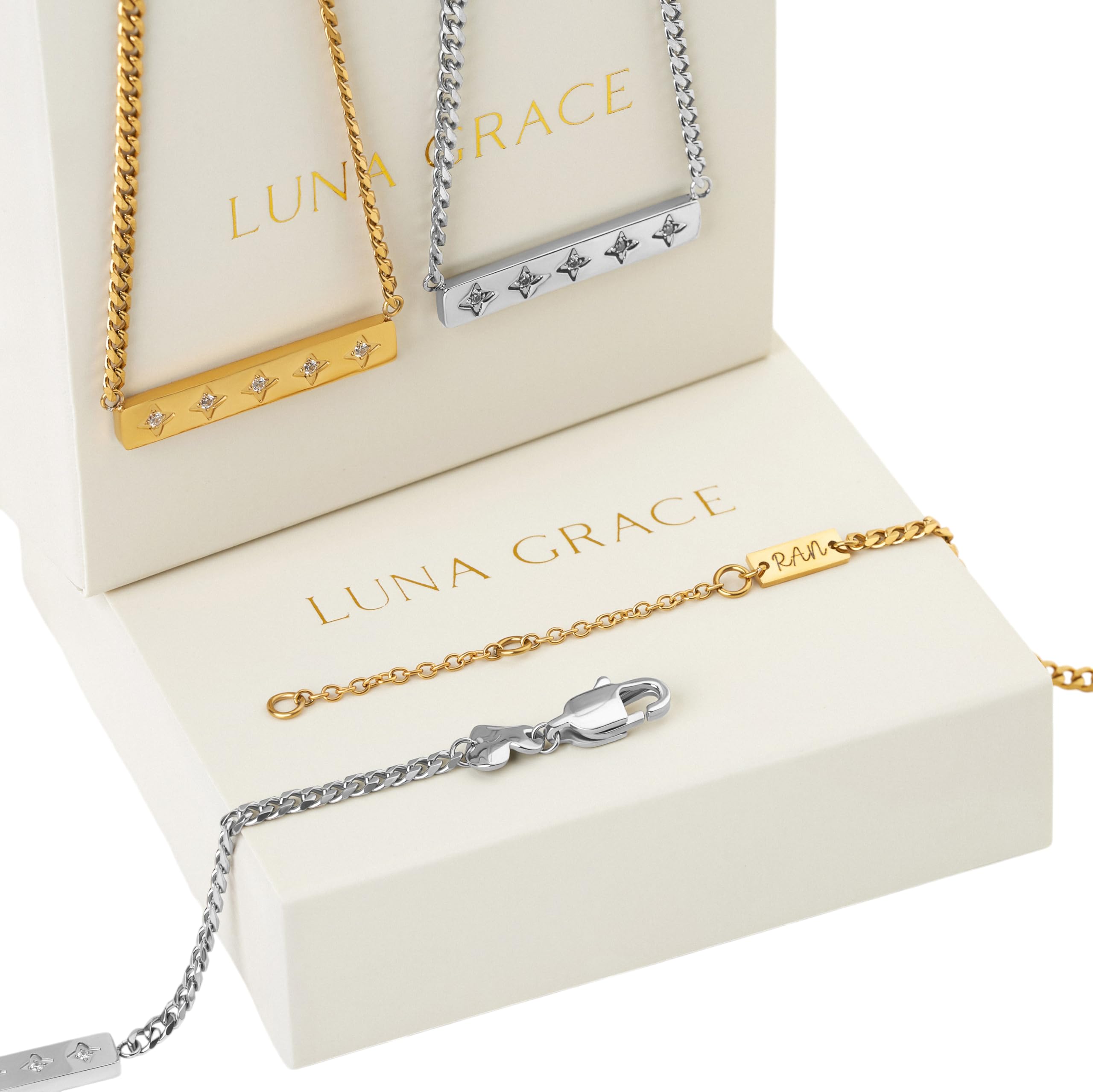 Luna Grace Cosmic Star Bar Necklace – Adjustable Celestial Jewellery for Women