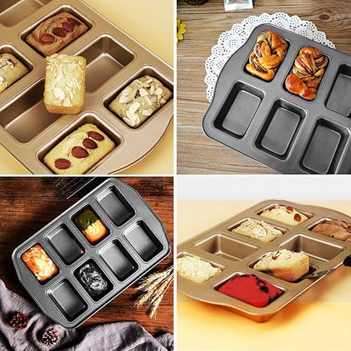 Miniatura 3 de Antiadherente Mini Pan Pan Pastel Pan Bandeja Hornear Acero al Carbono Utensilios para hornear 8 cavidades (dorado)