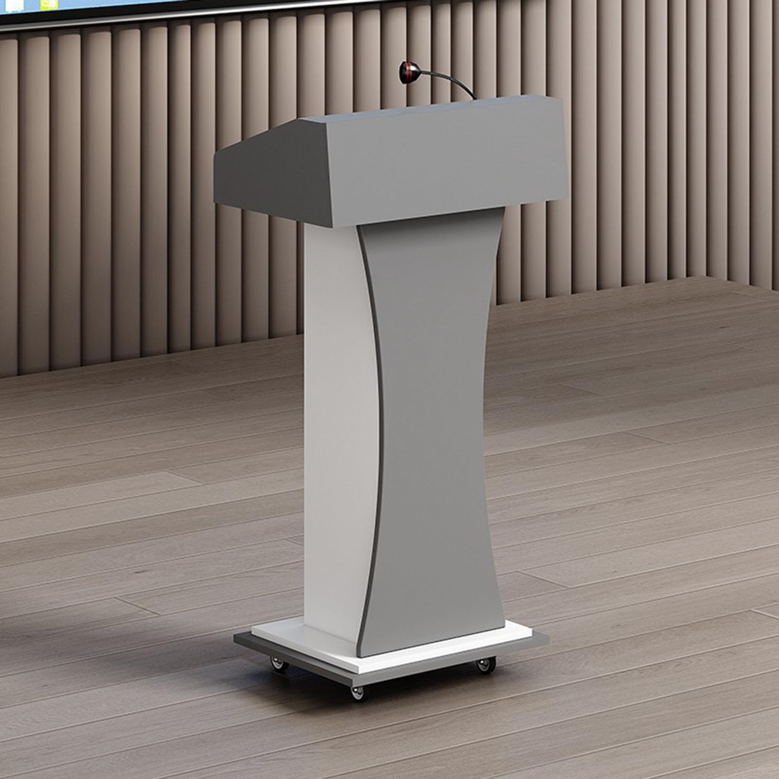 CGCSYZ Wooden Floor Standing PodiumMobile Lectern for Teachers Conference Presentations Wedding Speeches Church Pulpit Meeting Rooms Auditoriums Adjustable Height (Grigio)
